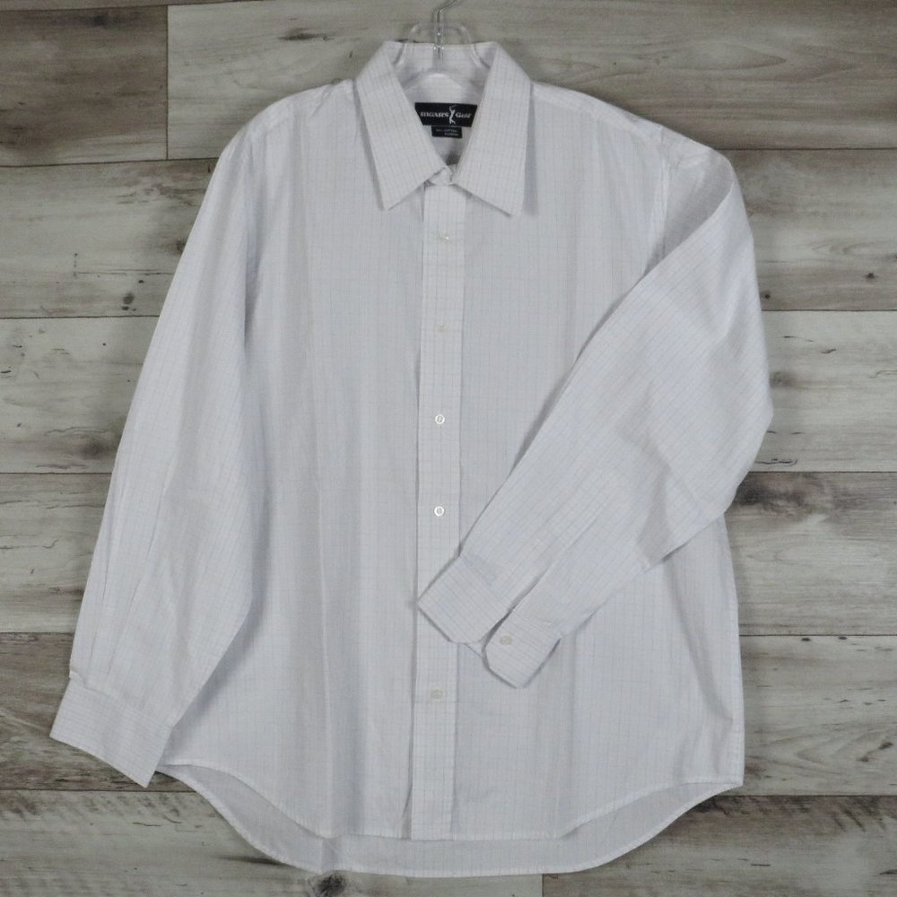 RIGAR'S GOLF*Men's Long Sleeve Button Down‎ Blue & White Checker Shirt~ Size XXL